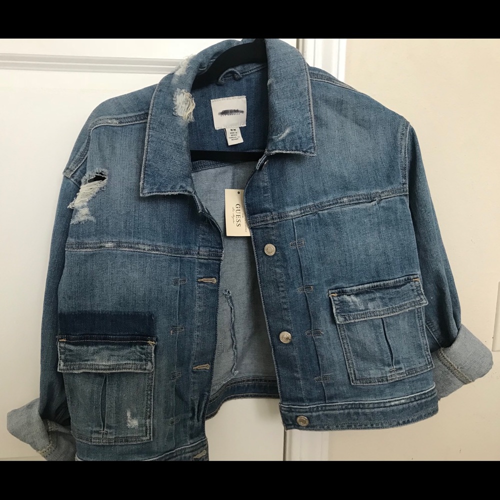GUESS Denim Jacket Distressed Medium